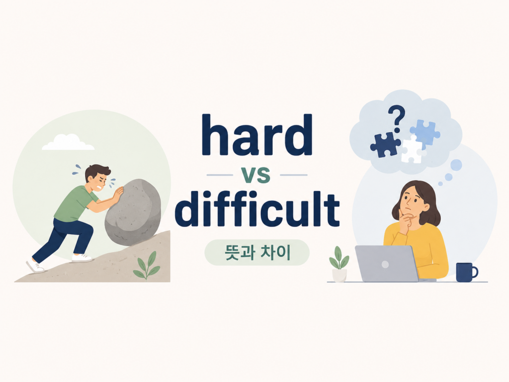 hard와 difficult 뜻과 차이 (비교 이미지)
