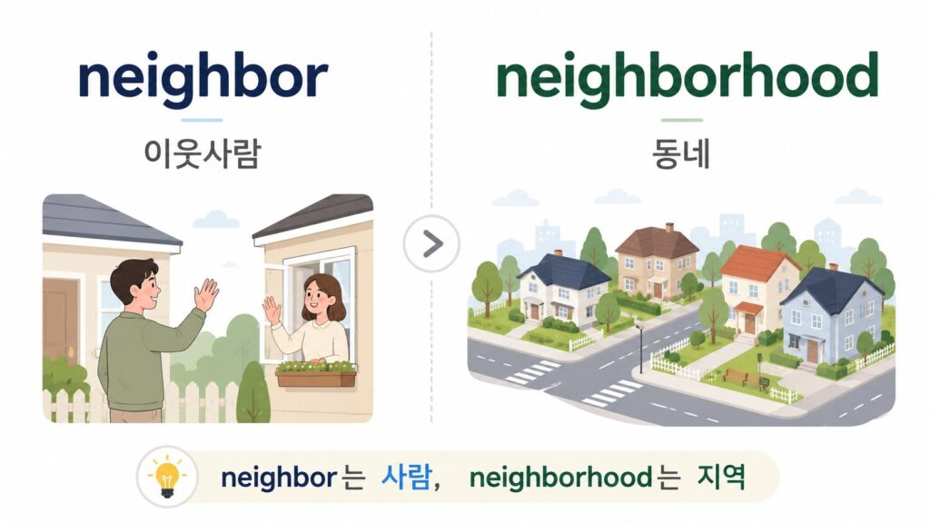 neighbor vs neighborhood 뜻과 차이