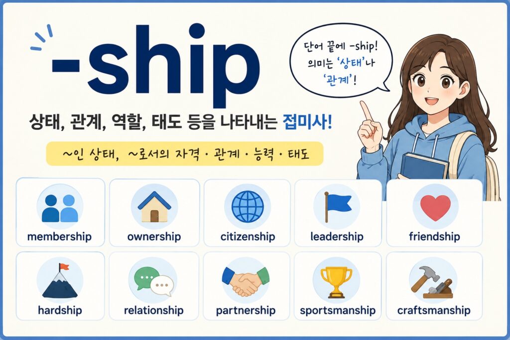접미사 ship 뜻과 단어 정리