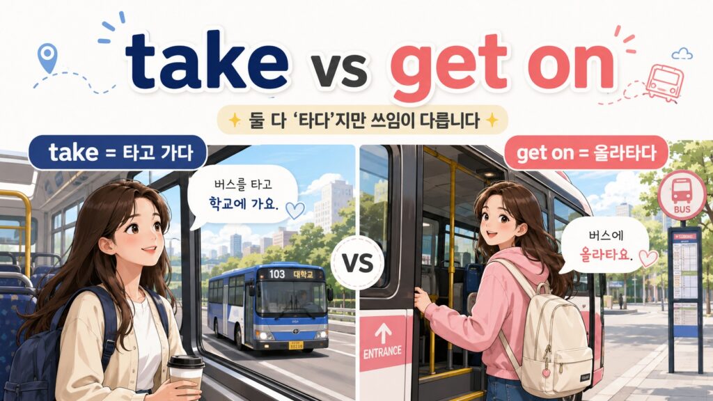 take와 get on : 둘 다 '타다'지만 쓰임이 다릅니다